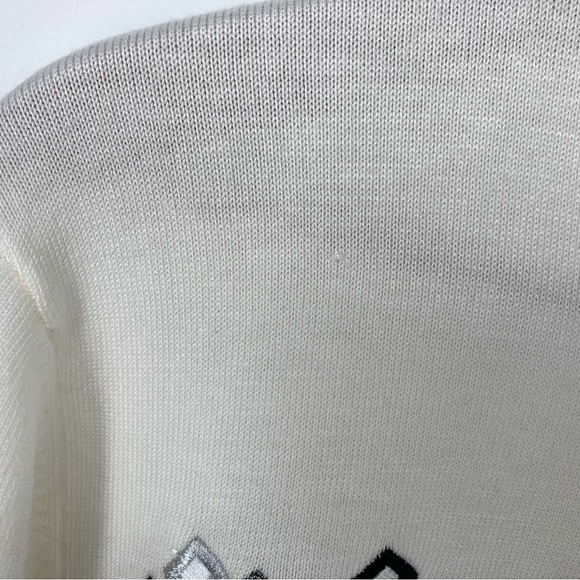 Bob Mackie Womens Size XL 2 Pc Sweater Set Tank Cardigan Black/White Embroidered - Picture 15 of 16